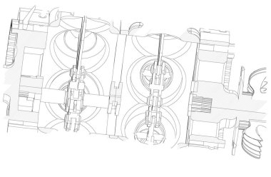 Bir beyaz üzerine teknik resim 