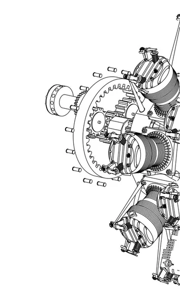 Motor radial sobre um branco — Vetor de Stock