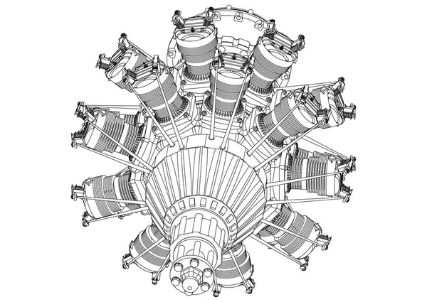 Radiell motor på en vit — Stock vektor