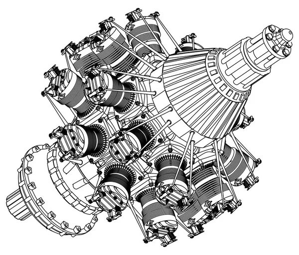 Motor radial sobre um branco — Vetor de Stock