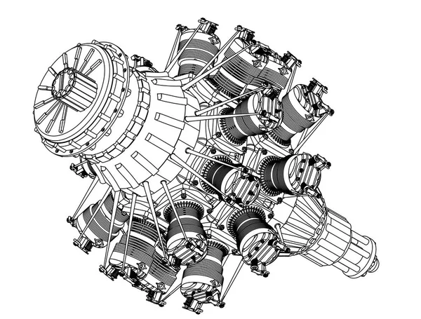 Motor radial en blanco — Vector de stock