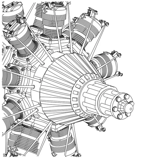 Радиальный двигатель на белом — стоковый вектор