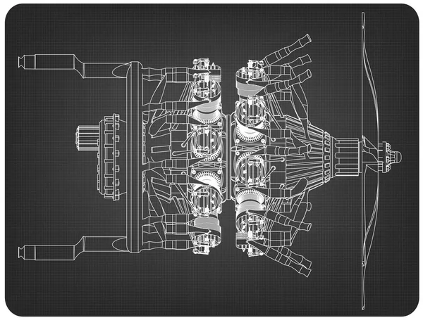 Radiell motor på en grå — Stock vektor