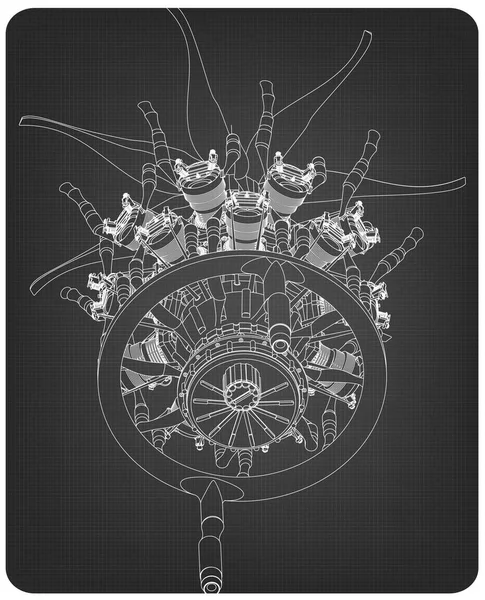 Радіальний двигун на сірому — стоковий вектор