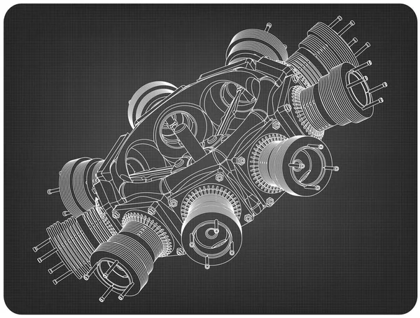 Motor radial en gris — Vector de stock