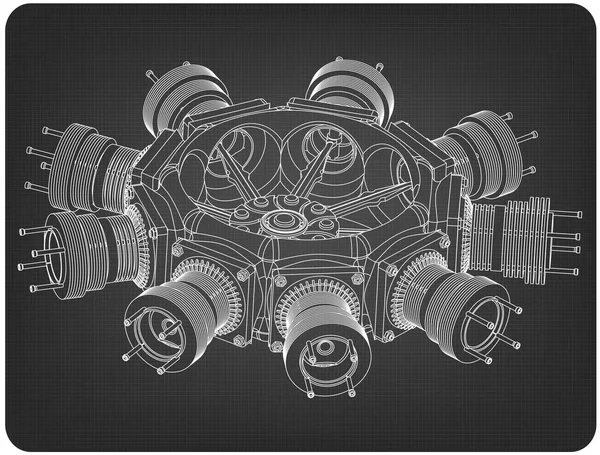 Motor radial en gris — Vector de stock