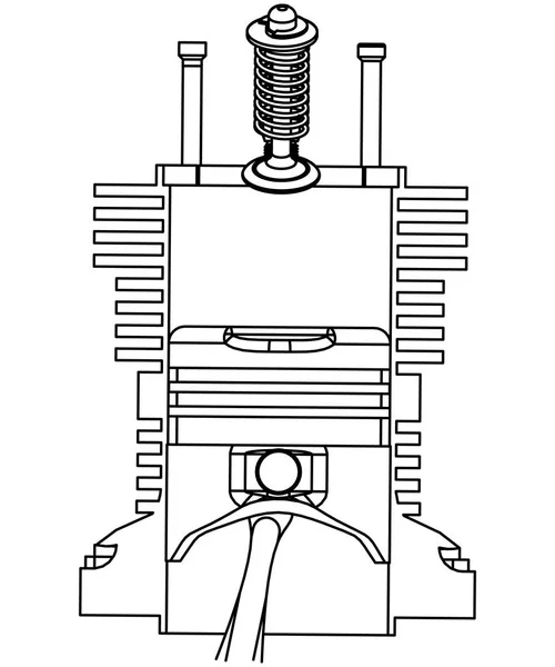 Piston et valve sur un blanc — Image vectorielle