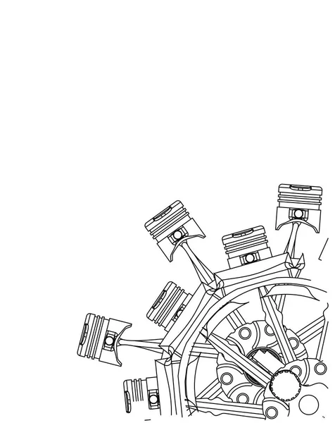 Motor radial desmontado sobre blanco — Archivo Imágenes Vectoriales