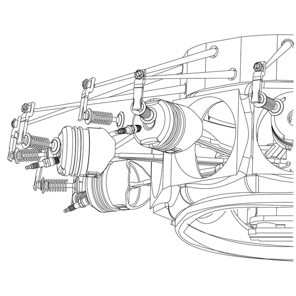 白色の放射状エンジン — ストックベクタ