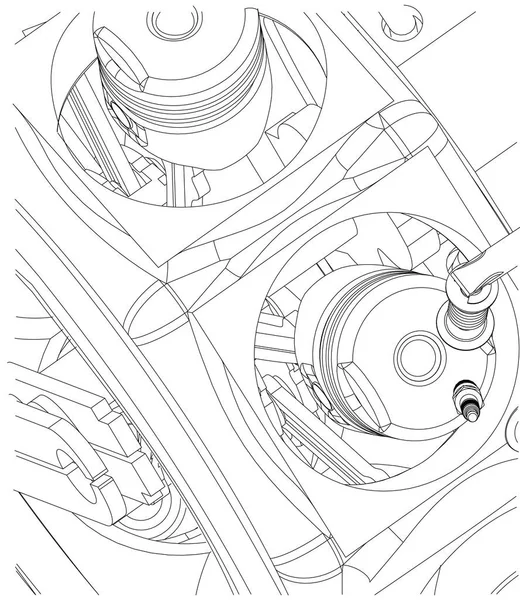 Motor radial en blanco — Vector de stock