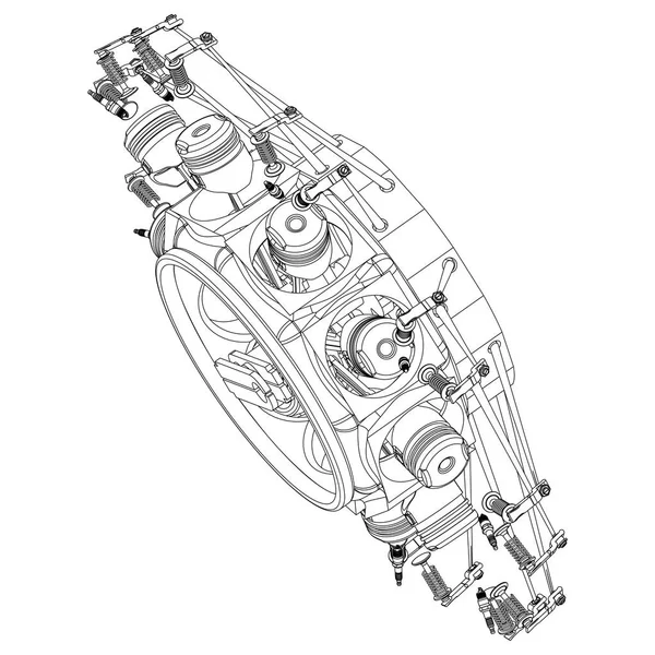 Bir beyaz yıldız tipi motor — Stok Vektör