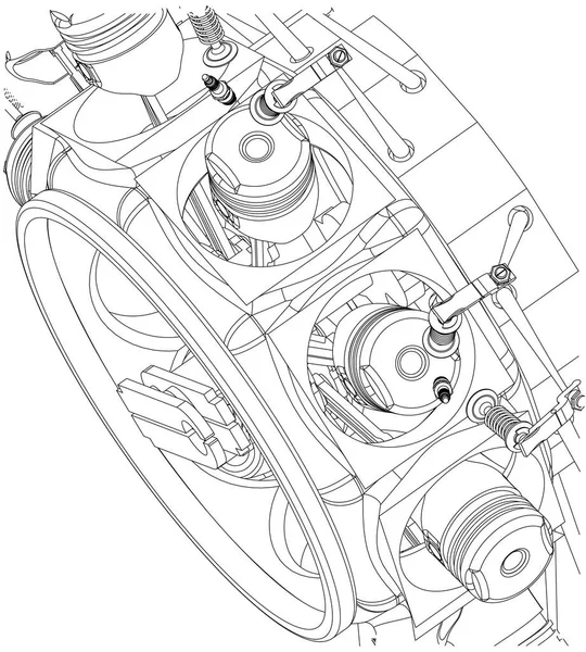 Moteur radial sur un blanc — Image vectorielle