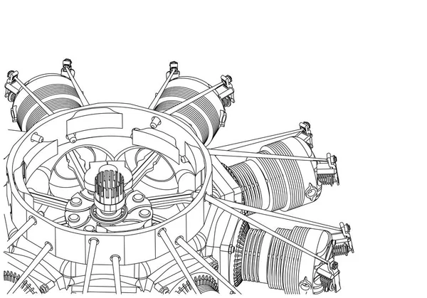 Motor radial en blanco — Archivo Imágenes Vectoriales