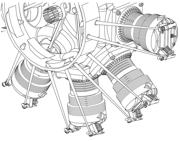 Motor radial en blanco — Vector de stock