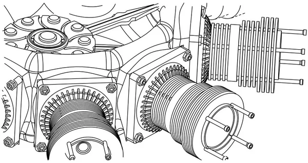 Motor radial en blanco — Vector de stock