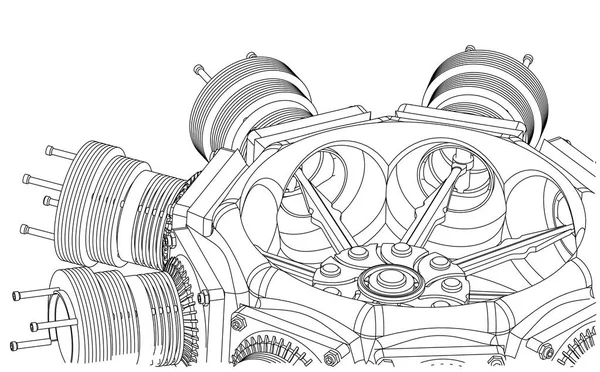 Motor radial en blanco — Archivo Imágenes Vectoriales