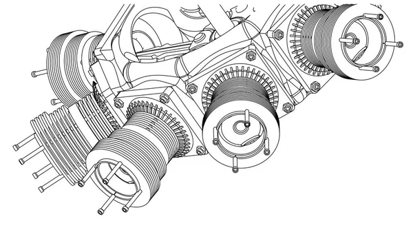 Bir beyaz yıldız tipi motor — Stok Vektör