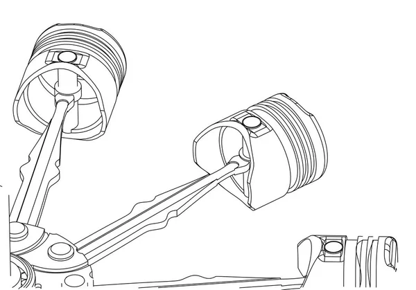 Bir beyaz üzerine siyah pistonlar — Stok Vektör