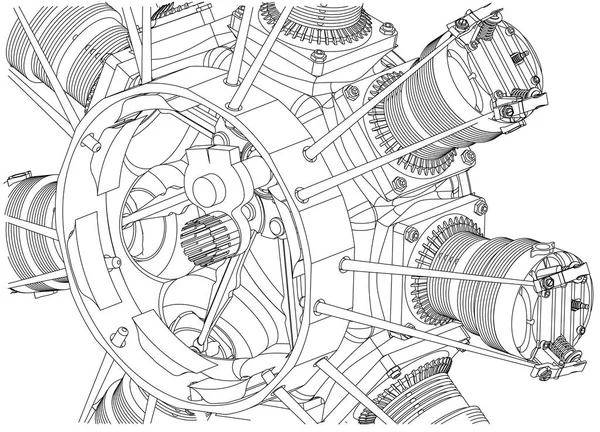 Motor radial en blanco — Vector de stock