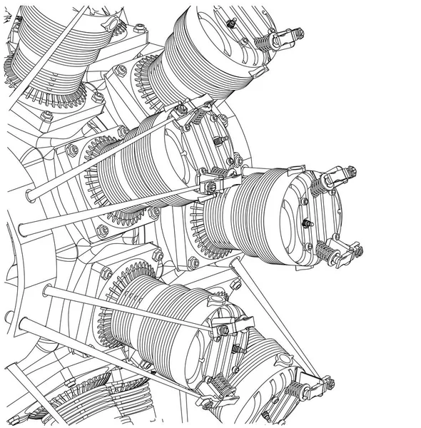 Motor radial sobre um branco — Vetor de Stock