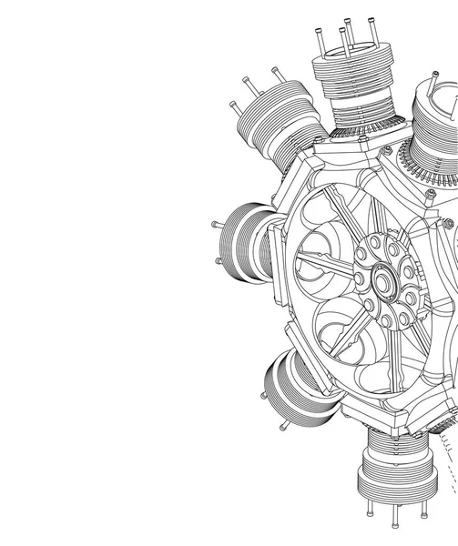 Desenho de construção de máquinas. carro motor em um branco • adesivos para a parede vetor, ciência, educação