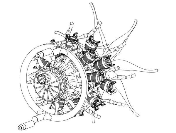 Motor radial sobre um branco —  Vetores de Stock