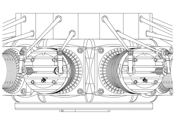 Motor radial en blanco — Archivo Imágenes Vectoriales