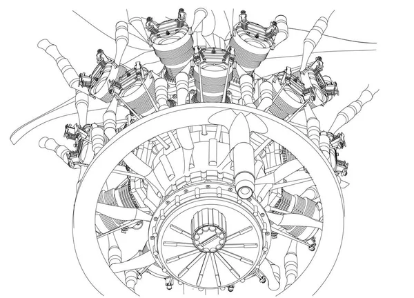 Motor radial en blanco — Vector de stock