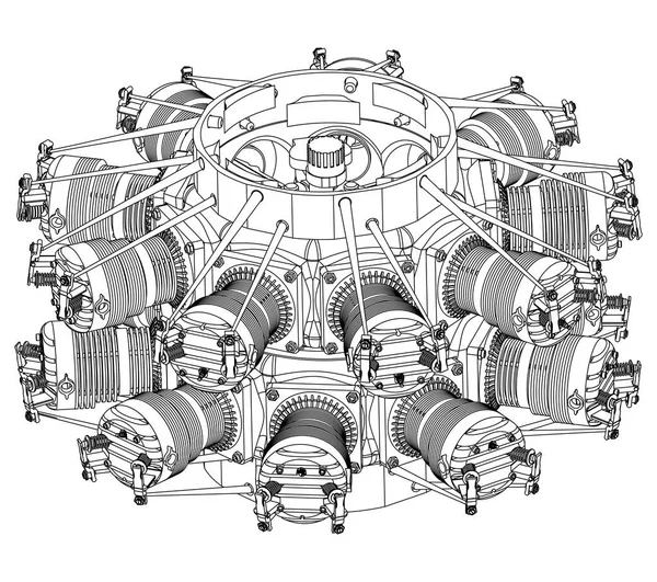 Motor radial en blanco — Vector de stock