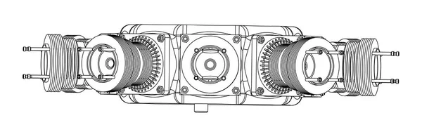 Moteur radial sur un blanc — Image vectorielle