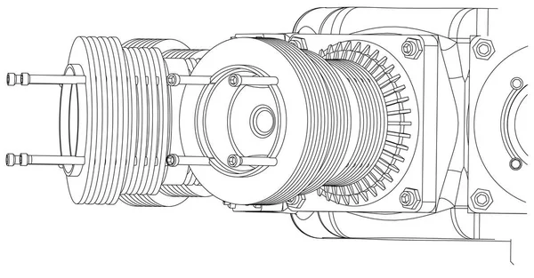 Motor radial en blanco — Vector de stock