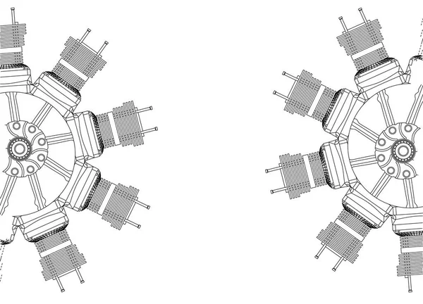 Motor radial sobre um branco — Vetor de Stock