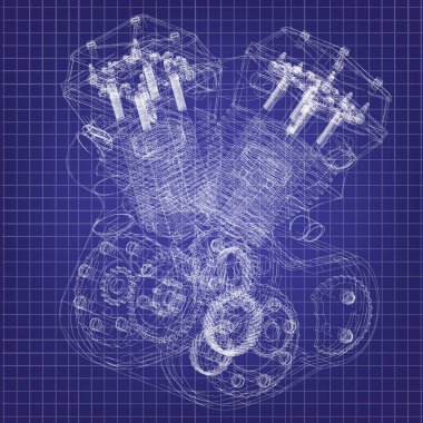 Mavi üzerinde motosiklet motoru