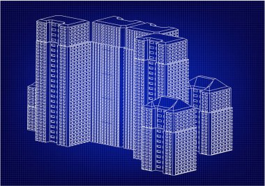 Beyaz binaların çerçevesi