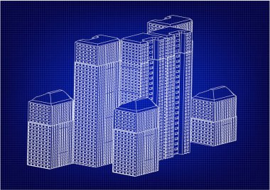 Beyaz binaların çerçevesi