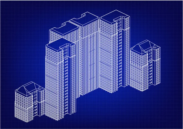 Quadro de edifícios brancos —  Vetores de Stock