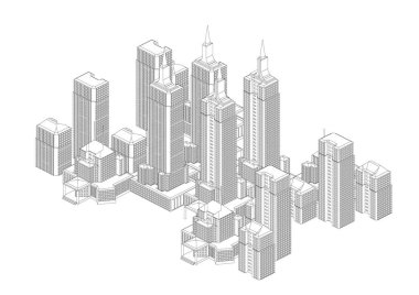 Beyaz binaların çerçevesi