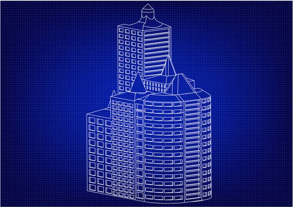 Quadro de edifícios brancos —  Vetores de Stock