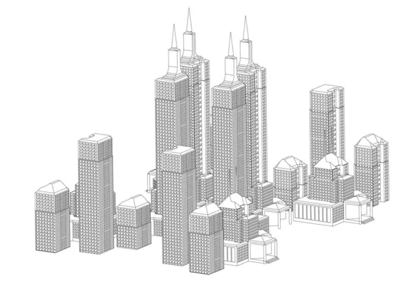 Estructura de edificios blancos — Vector de stock