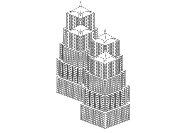 Stomme av vita byggnader — Stock vektor