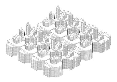 Beyaz binaların çerçevesi