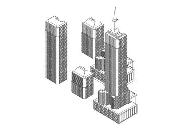 Beyaz binaların çerçevesi