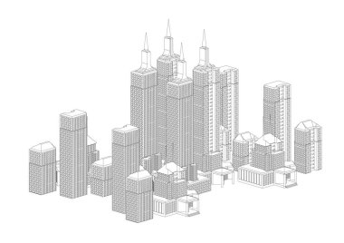 Beyaz binaların çerçevesi