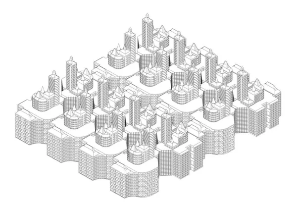 Cadre de bâtiments blancs — Image vectorielle
