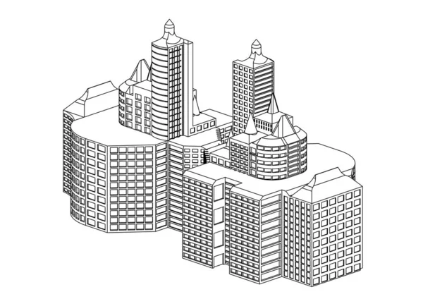 Frame van witte gebouwen — Stockvector
