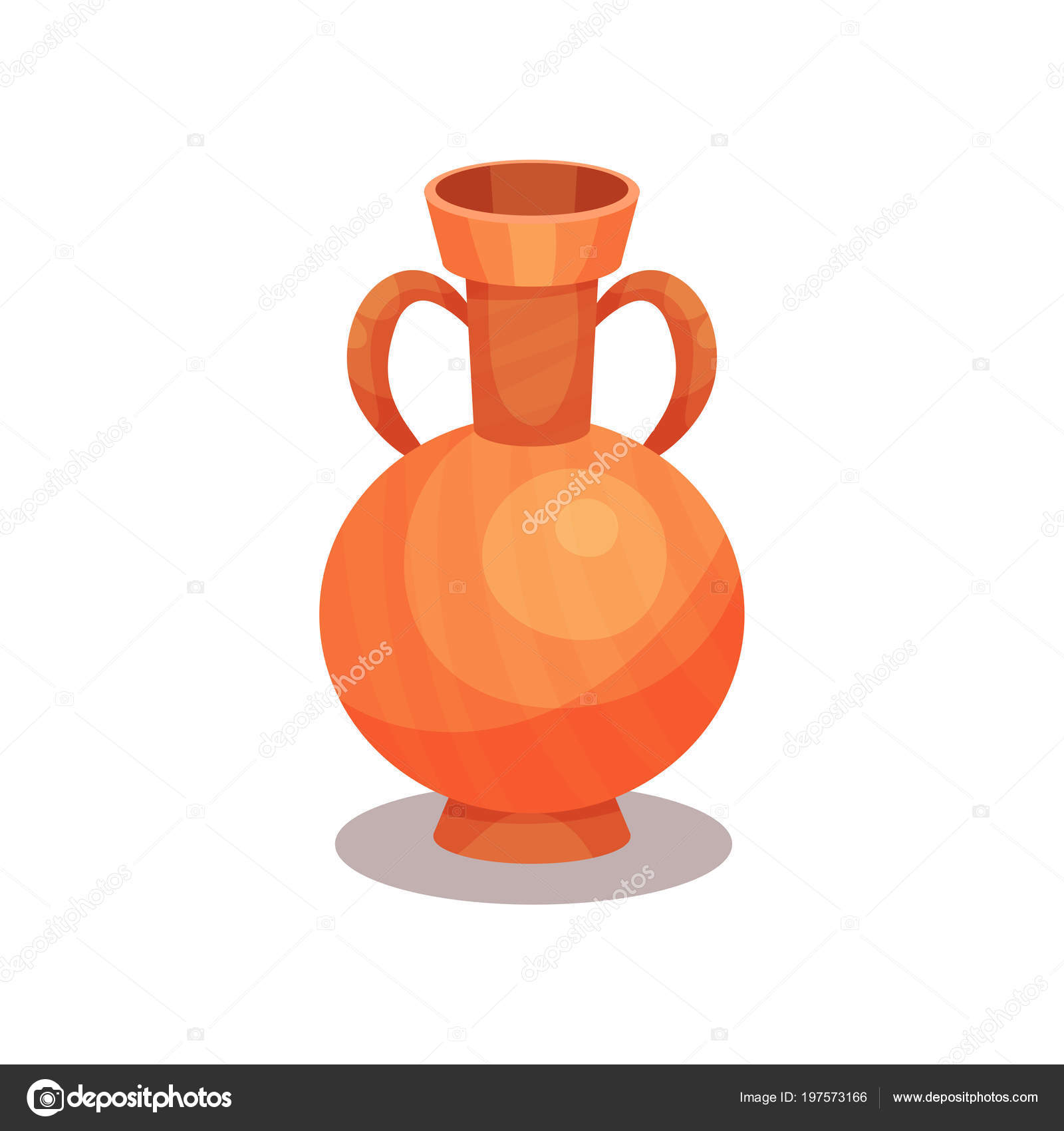 Flat Vector Icon Of Ancient Amphora With Two Handles And Narrow