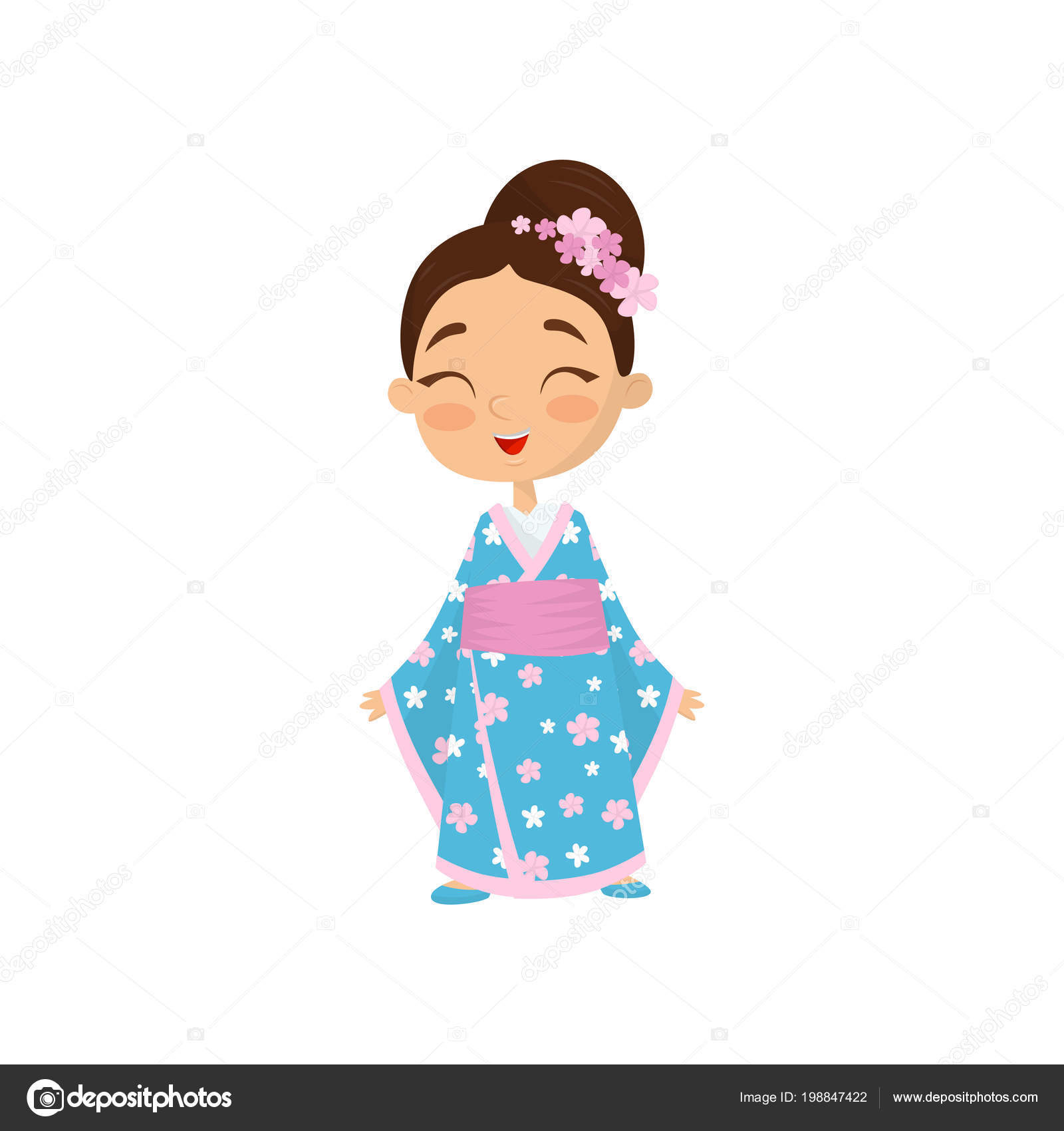 Joyeuse Petite Fille Avec Des Fleurs Dans Les Cheveux Vêtue