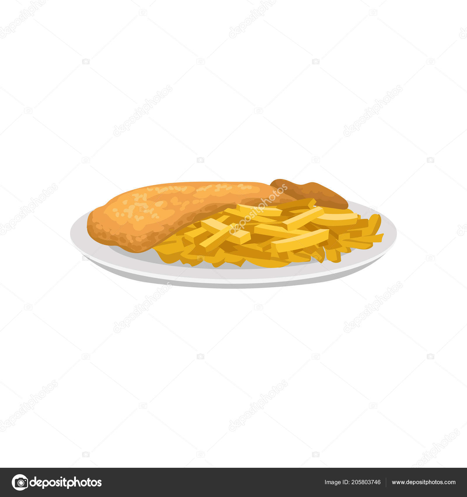 Peixe E Batatas Fritas No Prato Branco Prato Tradicional Da Peixe E Batatas Fritas No Prato Branco Prato Tradicional Da