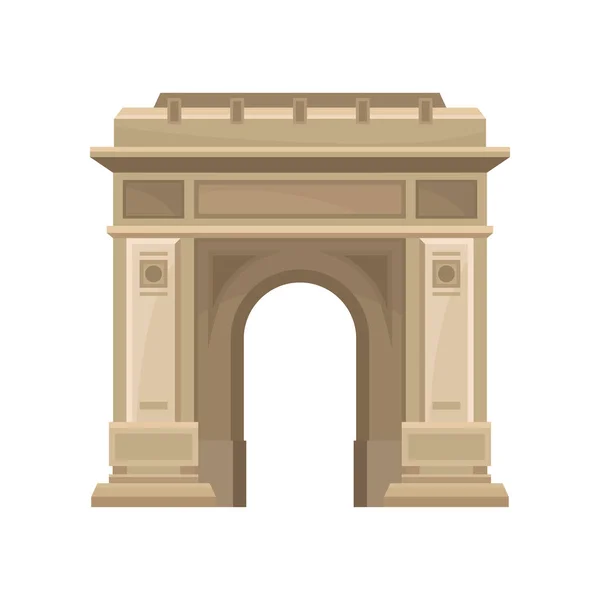 Triumphal arch in Bucharest, Romania. Historic architecture. Famous tourist attraction. Flat vector element for travel poster or mobile app