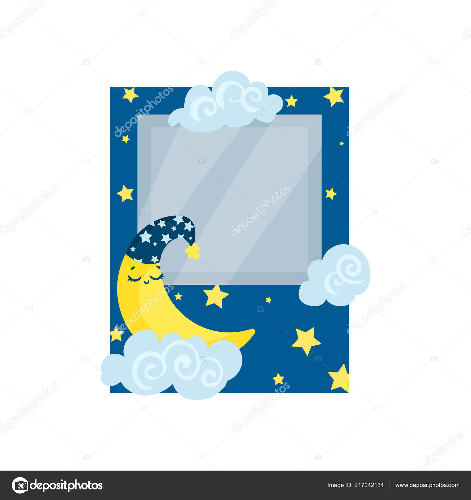 cute photo frame with moon stars and clouds album template for cute photo album